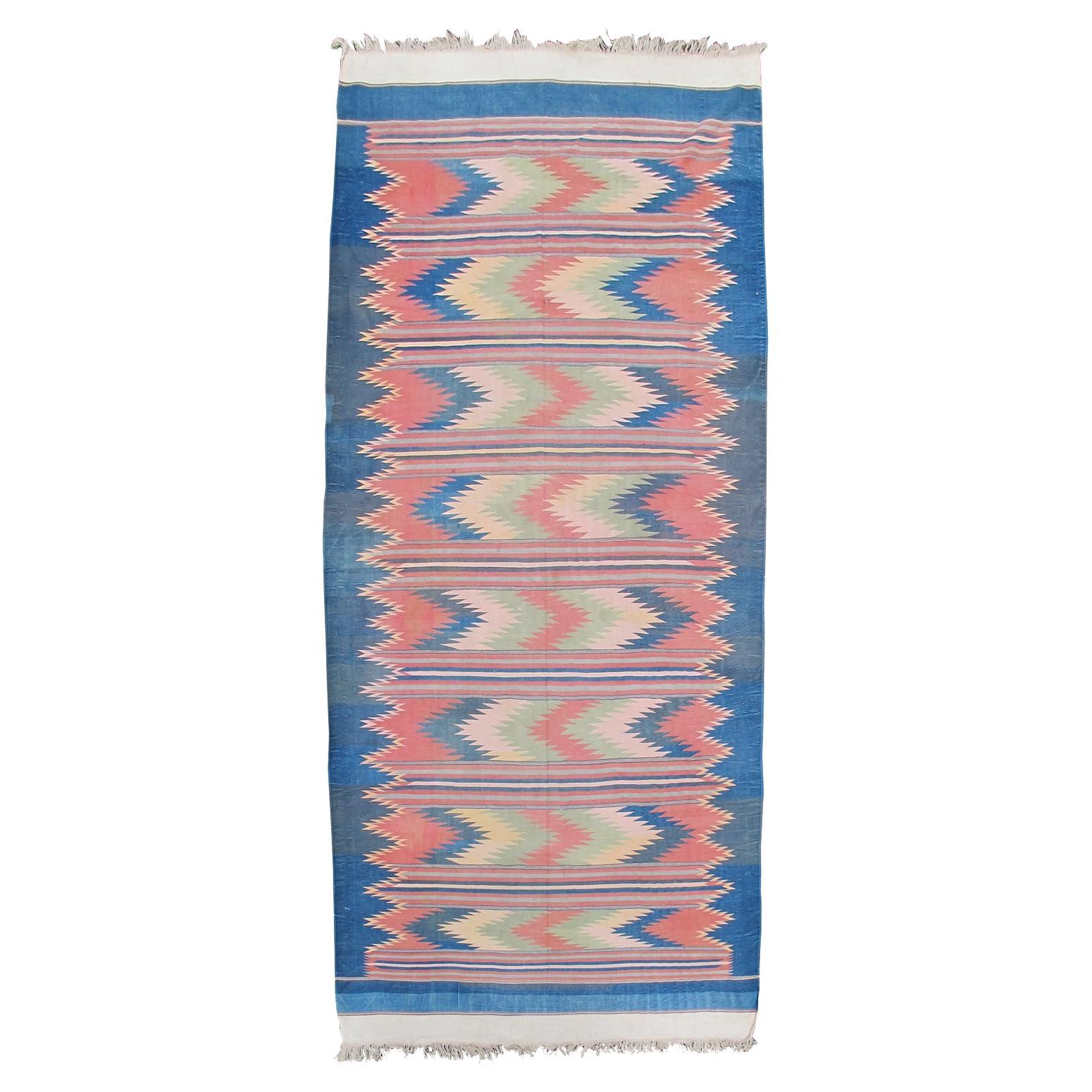 Antiker indischer Dhurrie-Teppich, frühes 20. Jahrhundert