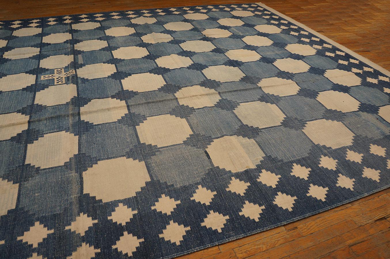 Alfombra Dhurrie de algodón indio de principios del siglo XX ( 12'3