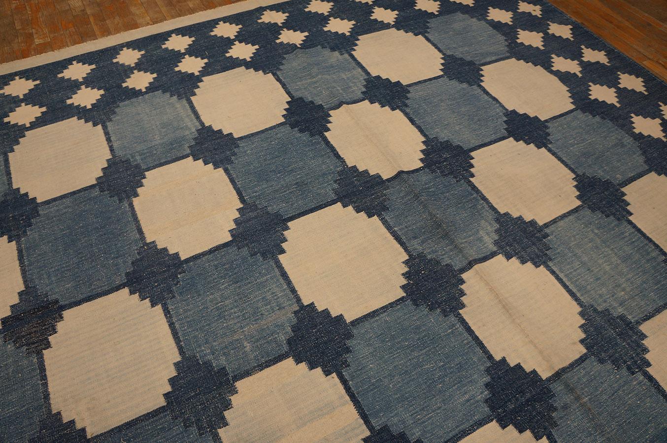 Alfombra Dhurrie de algodón indio de principios del siglo XX ( 12'3