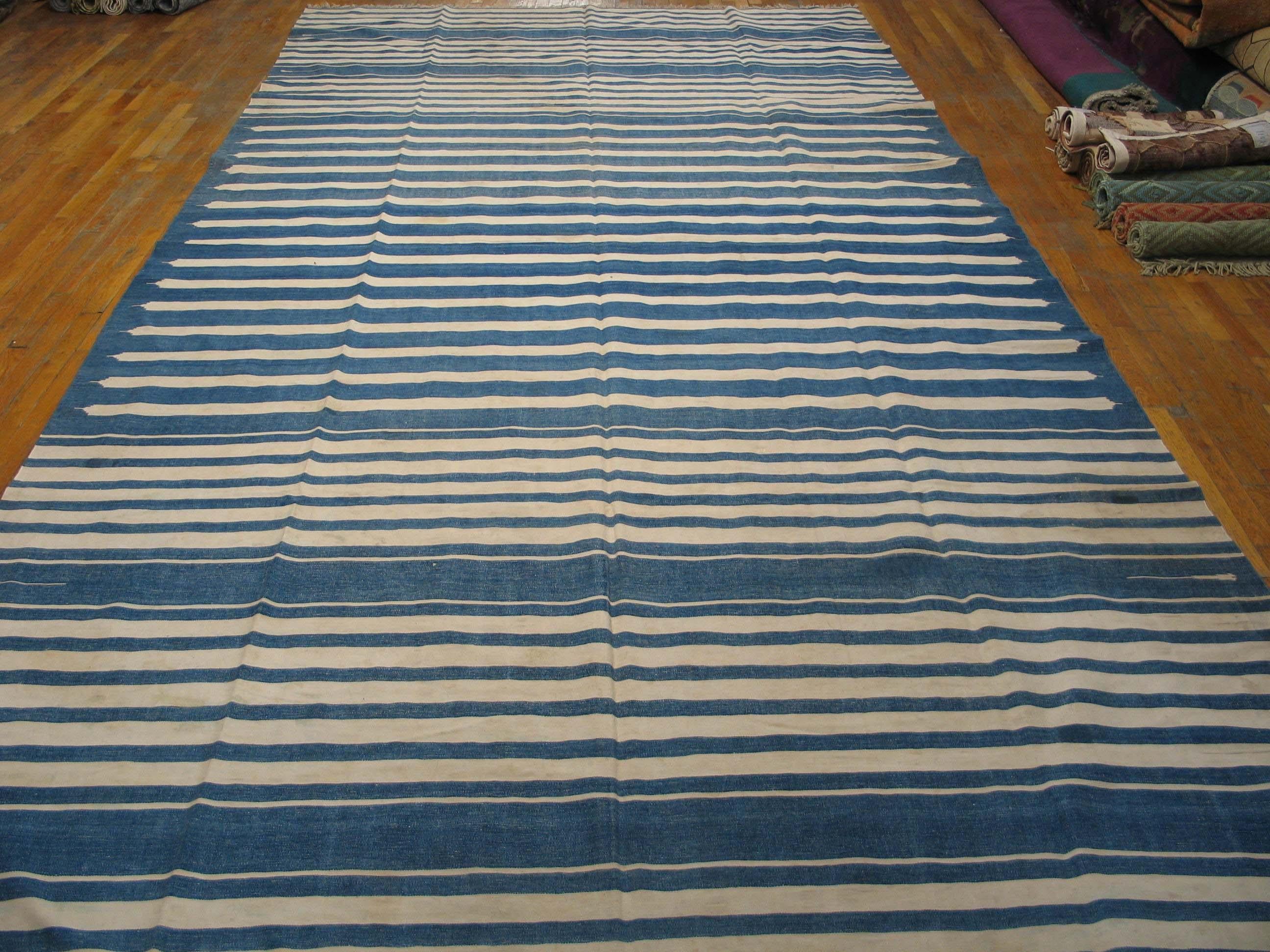 Hand-Knotted Antique Indian Dhurrie Rug For Sale