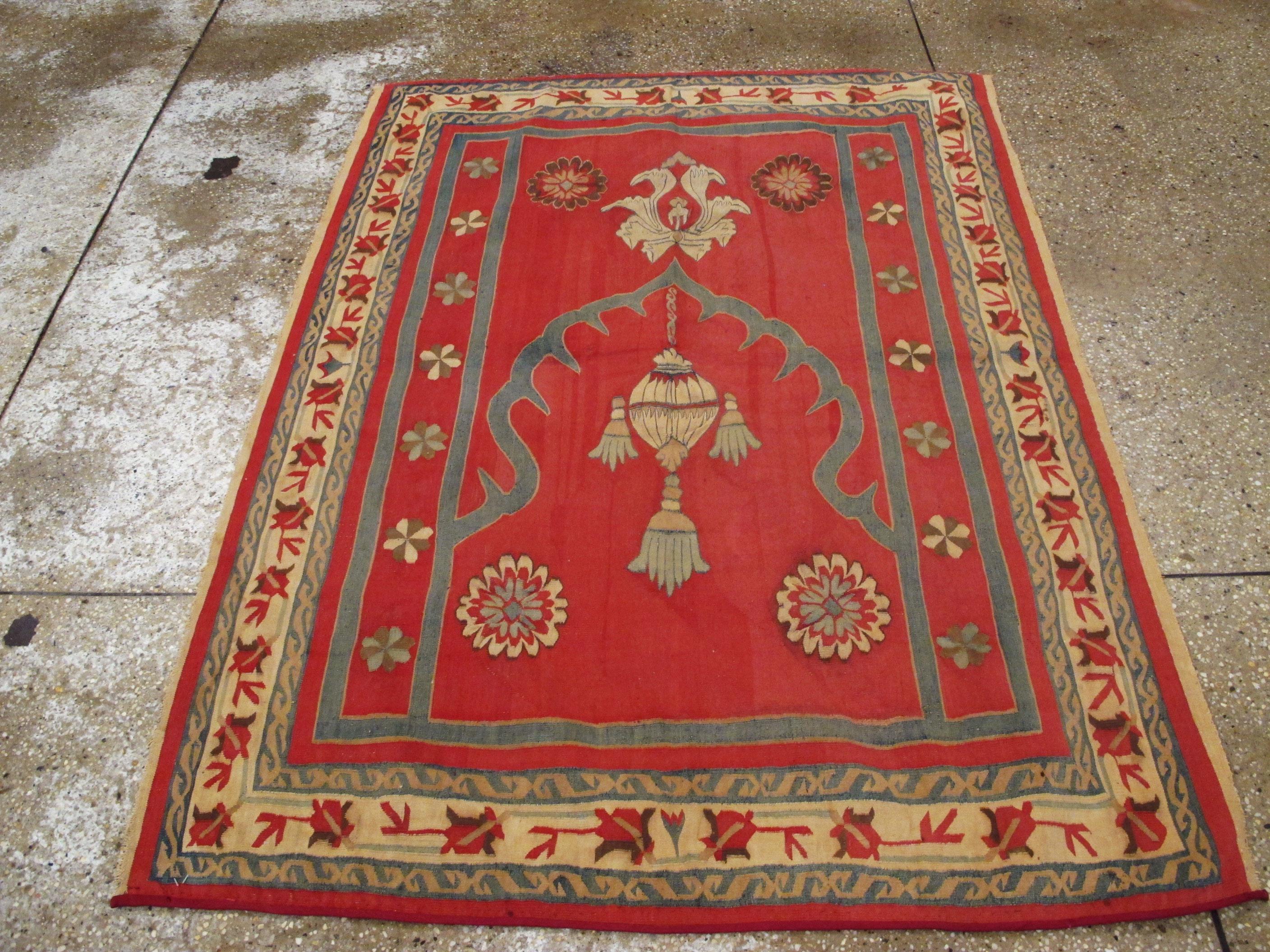 Hand-Woven Antique Indian Dhurrie Rug For Sale