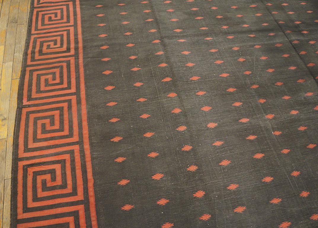 Indischer Dhurrie-Teppich aus Baumwolle des frühen 20. Jahrhunderts ( 8'3