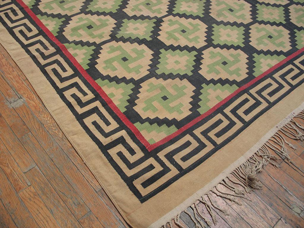 Early 20th Century Antique Indian Dhurrie Rug For Sale