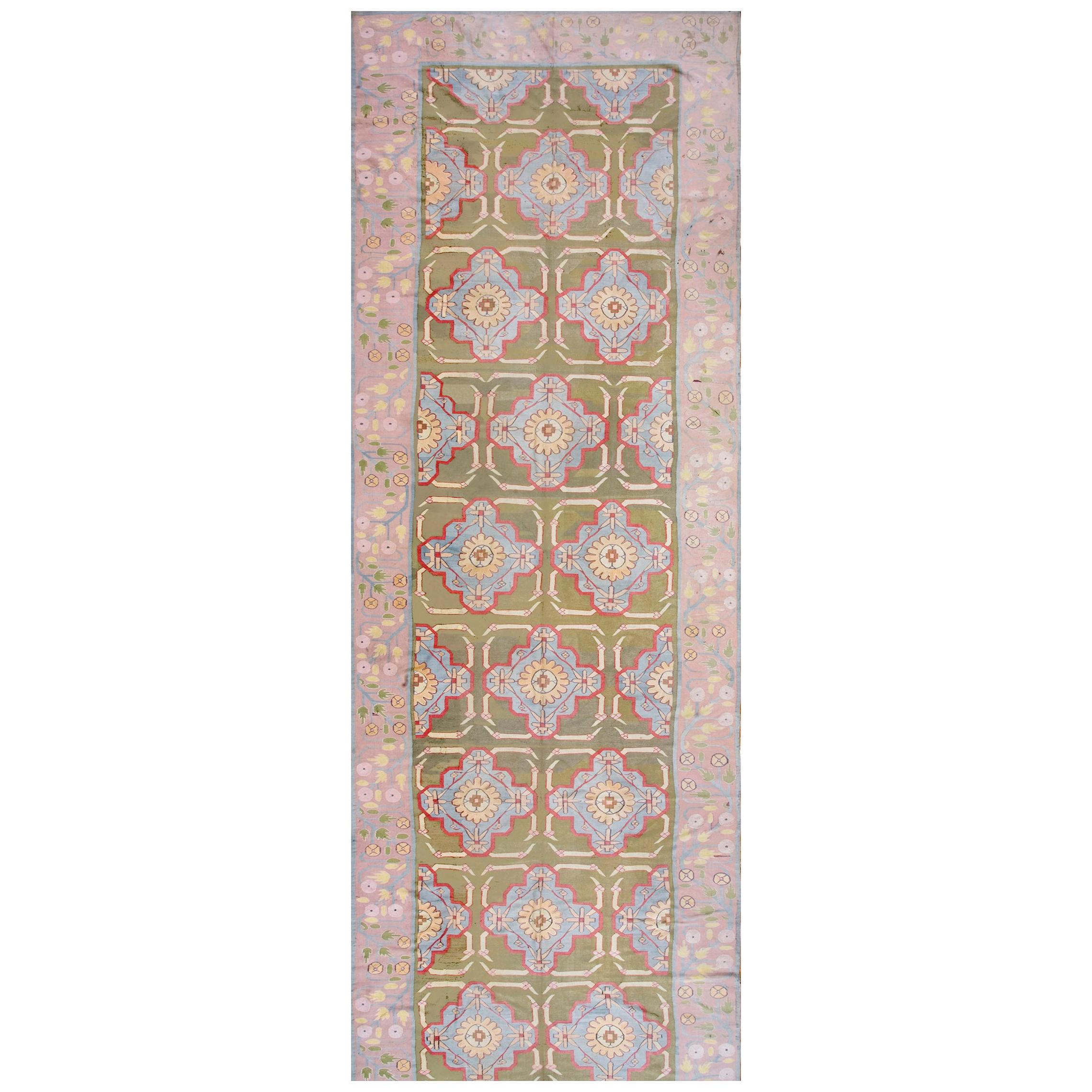 Indischer Dhurrie-Teppich aus Baumwolle des frühen 20. Jahrhunderts ( 6'8" x 28'2" - 203 x 860") im Angebot