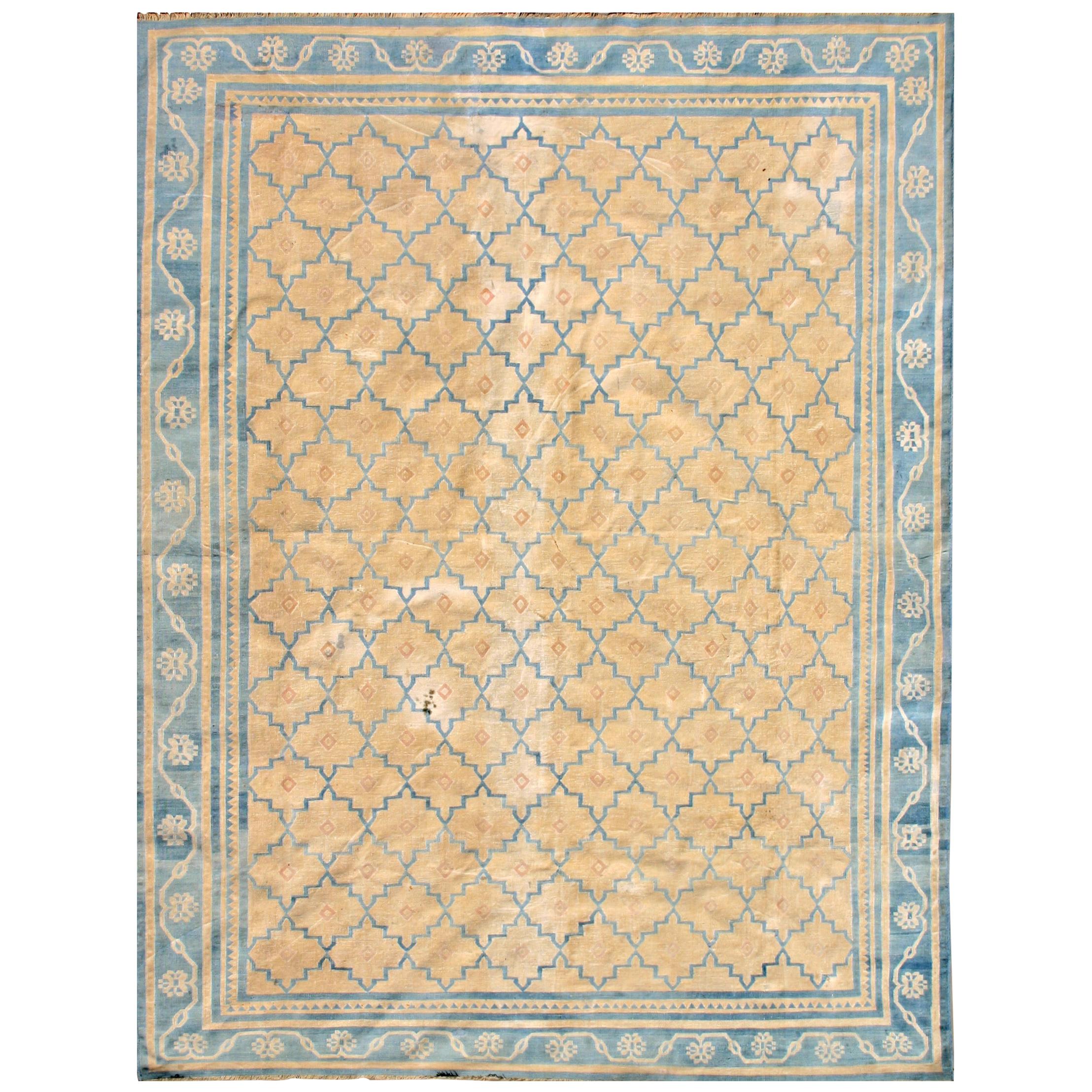 Very Rare Antique Indian Saph Design Dhurrie Runner For Sale at 1stDibs