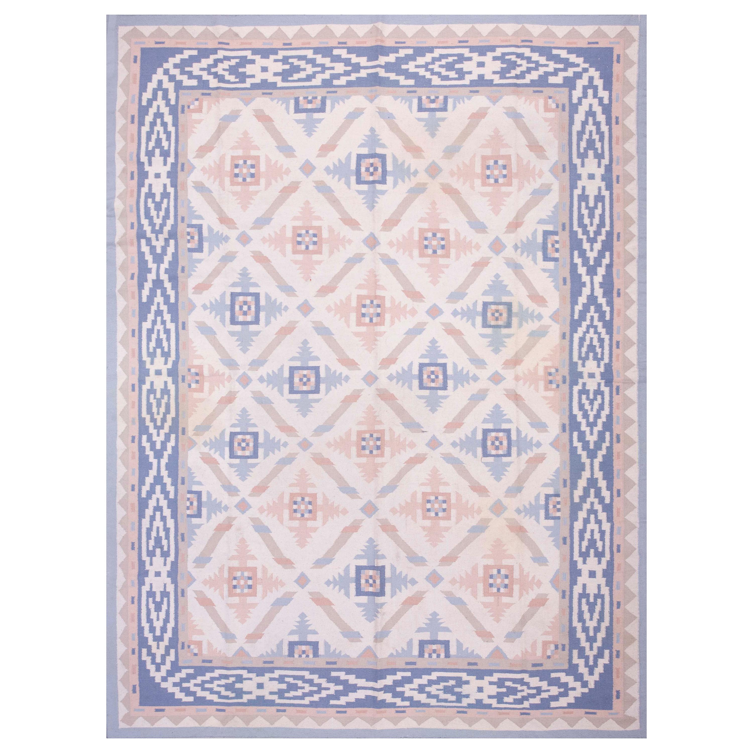 Vintage 1970s Wool Indian Dhurrie Carpet ( 8'8" x 11'4" - 265 x 345 )