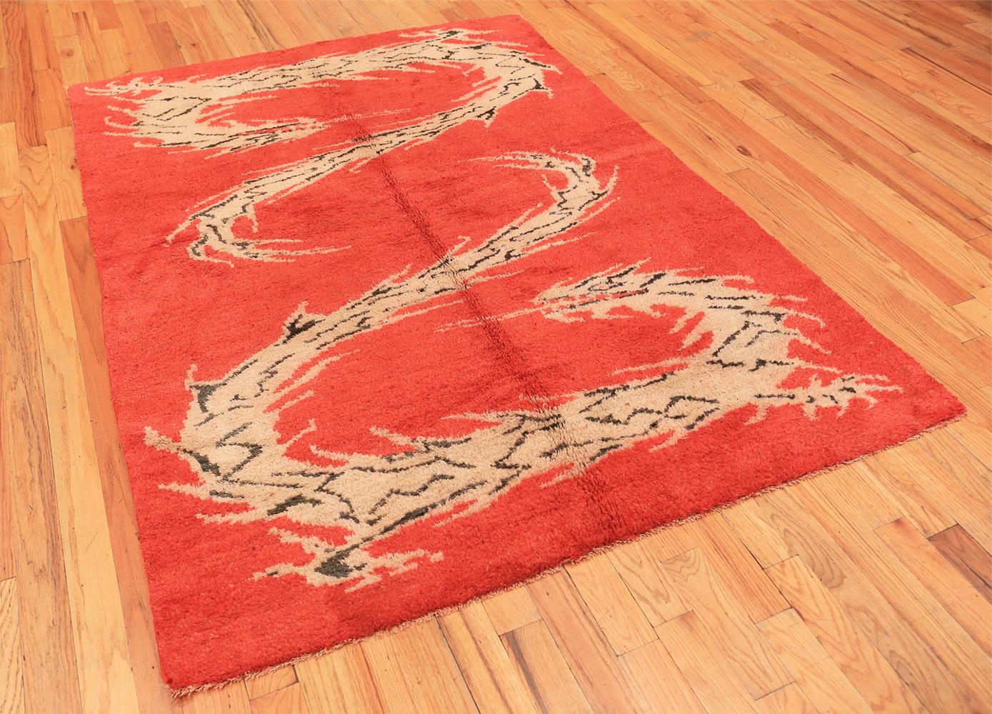 Early 20th Century Antique Indian Dragon Design Rug. Size: 6 ft x 7 ft 10 in (1.83 m x 2.39 m)