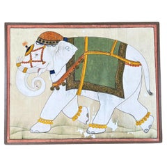 Antique Indian Elephant Painting on Silk