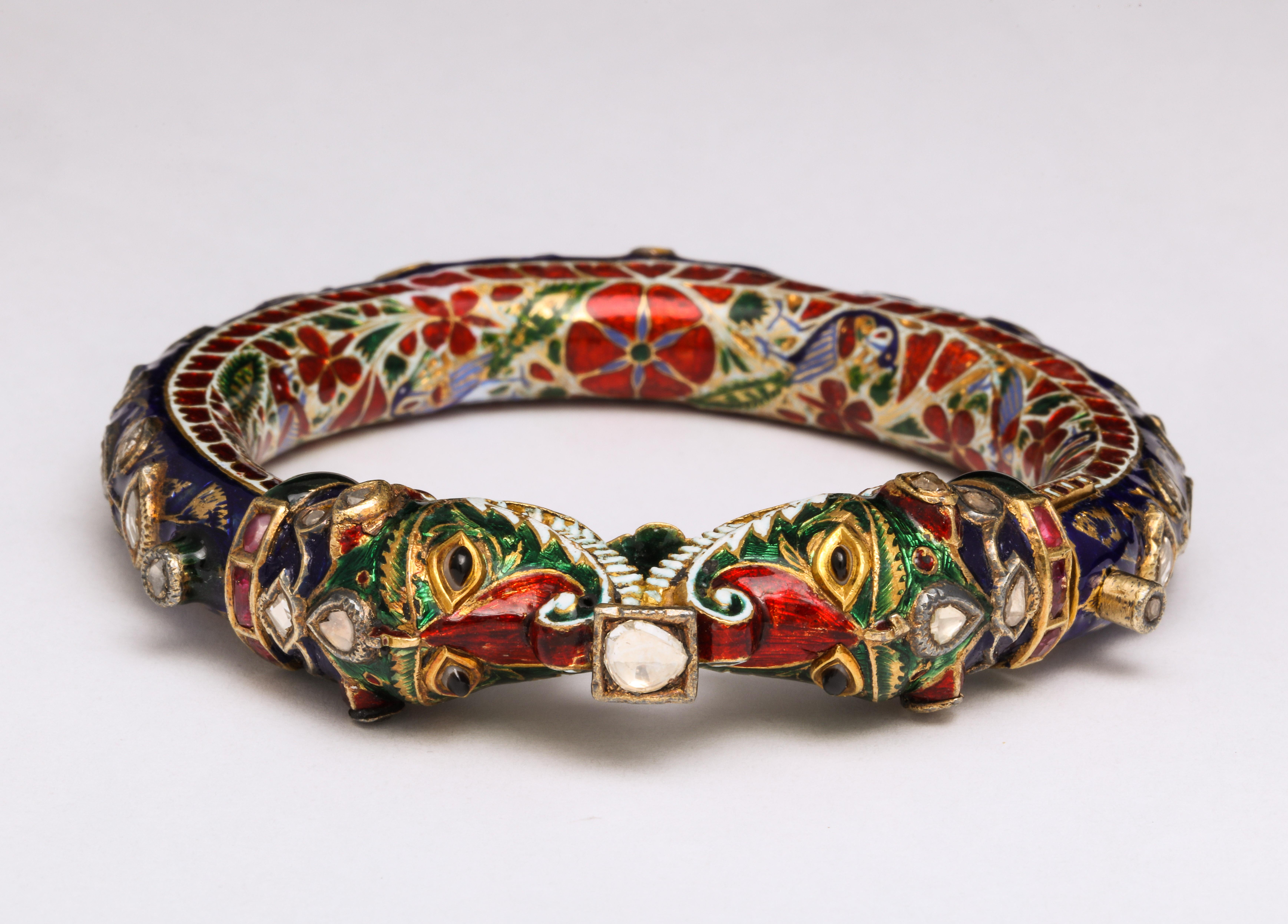 Antique Indian Enamel Bangle In Excellent Condition In New York, NY