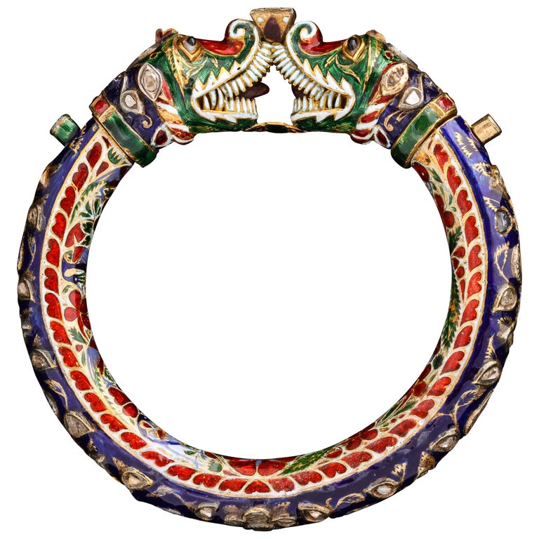 Enamel bangle, ca. 1850, offered by Joseph Saidian and Sons