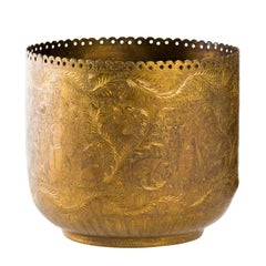 Vieille Jardiniere indienne en laiton gravée Vessel