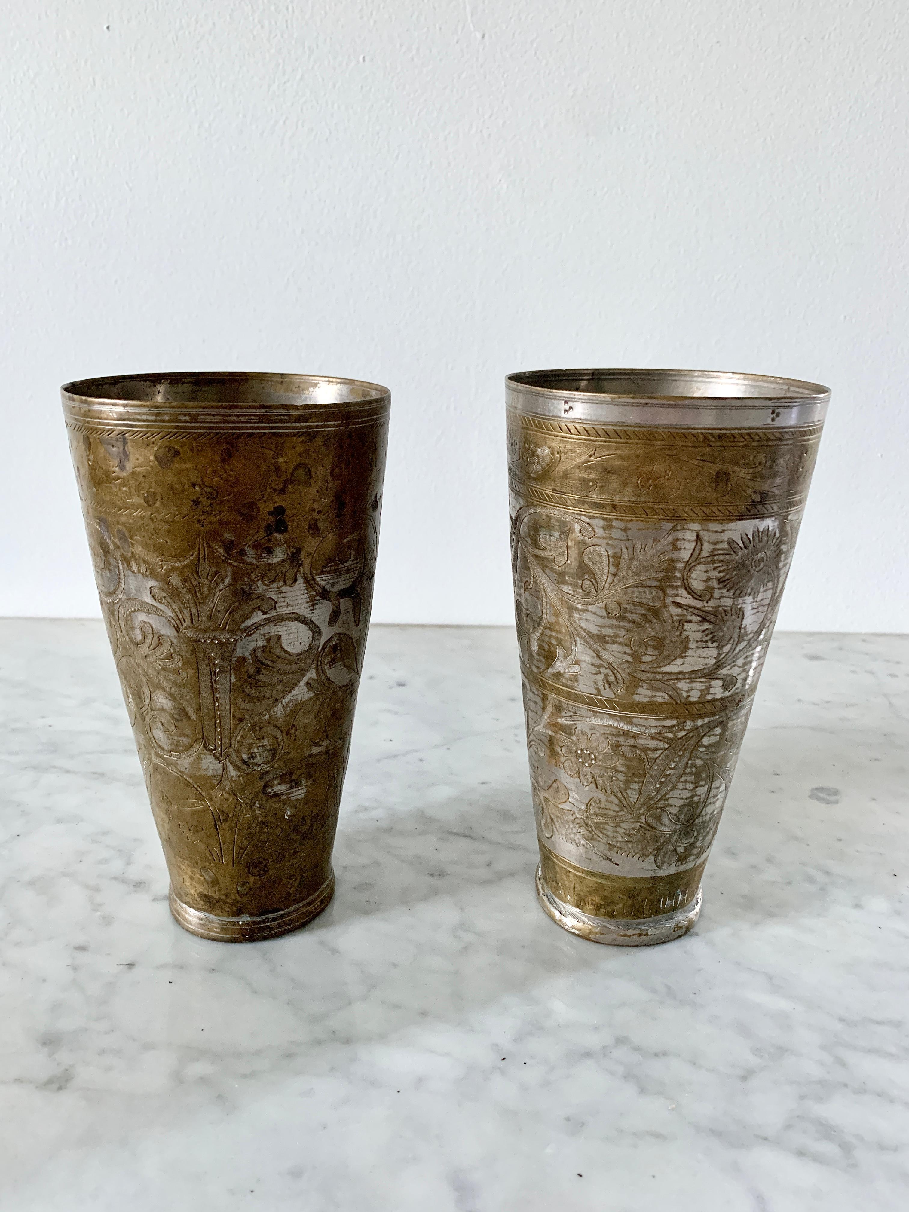 antique metal cups