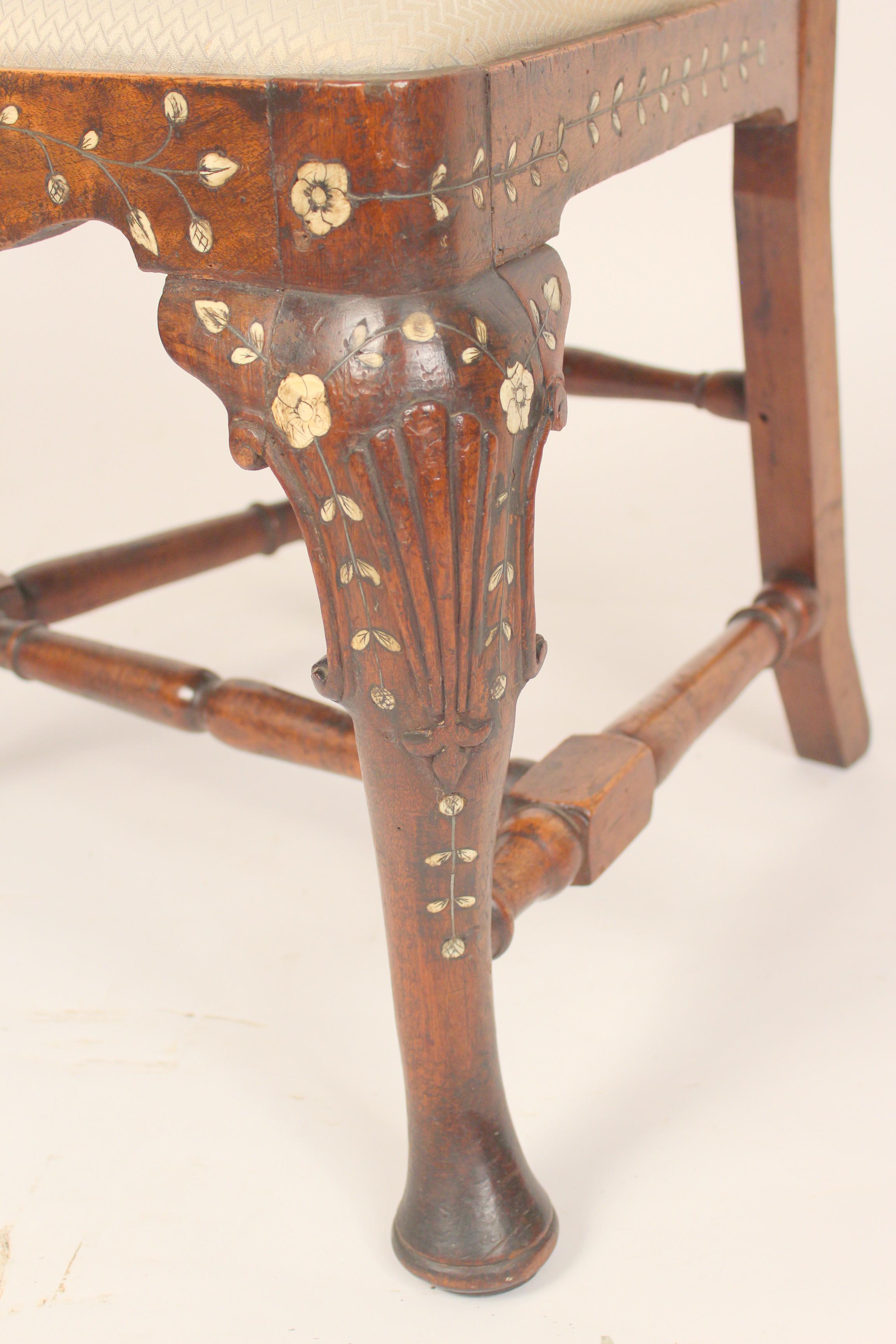 Antique Indian Export Bone Inlaid Queen Anne Style Side Chair 3