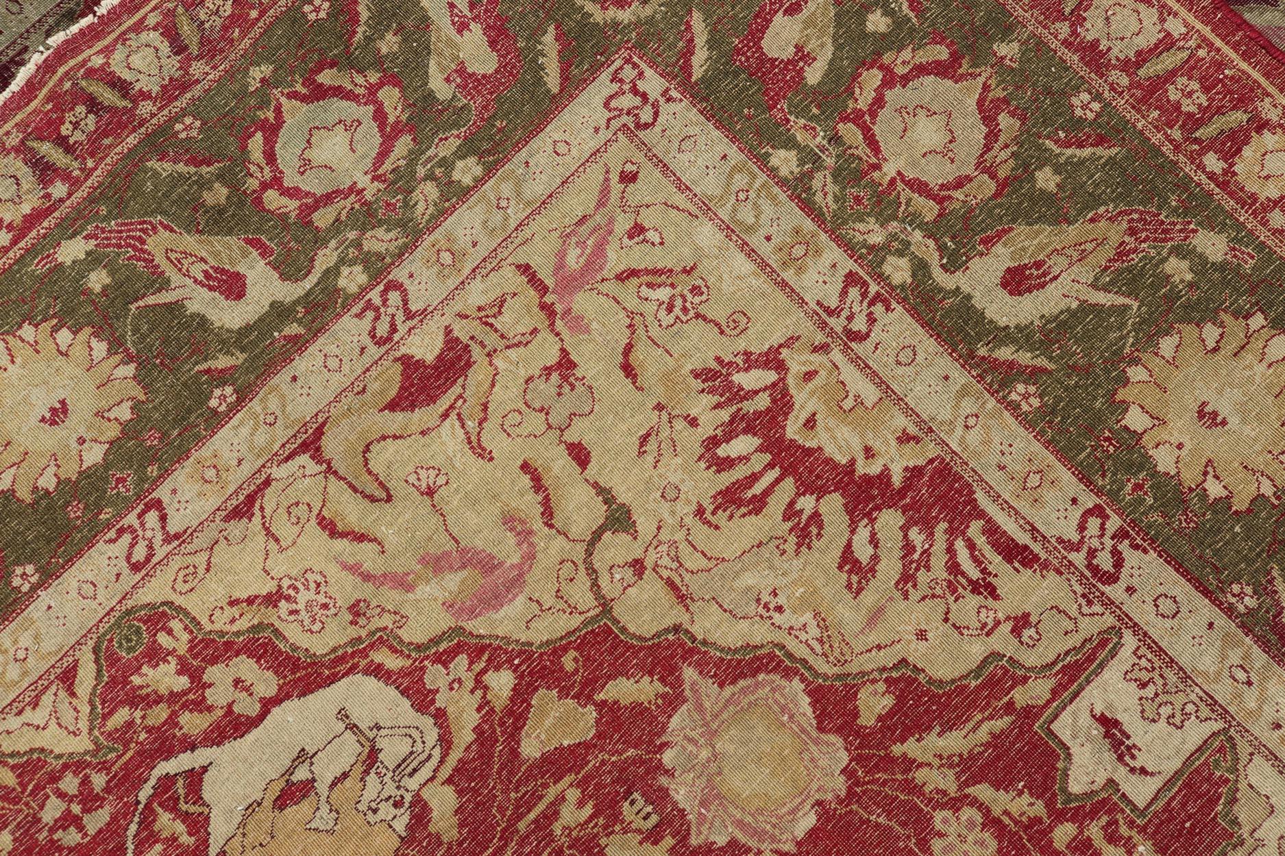 Antique Indian Finely Woven rug of Mughal Empire   5'11 x 7'7 For Sale 6