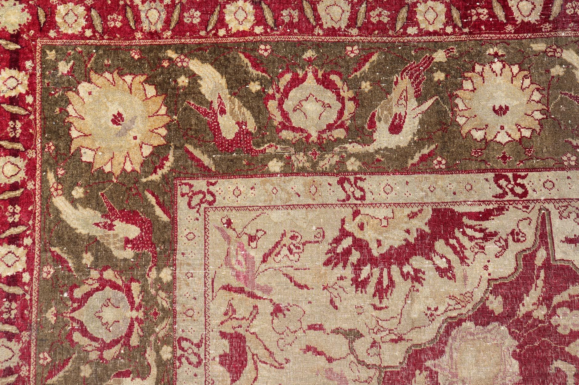 Wool Antique Indian Finely Woven rug of Mughal Empire   5'11 x 7'7 For Sale