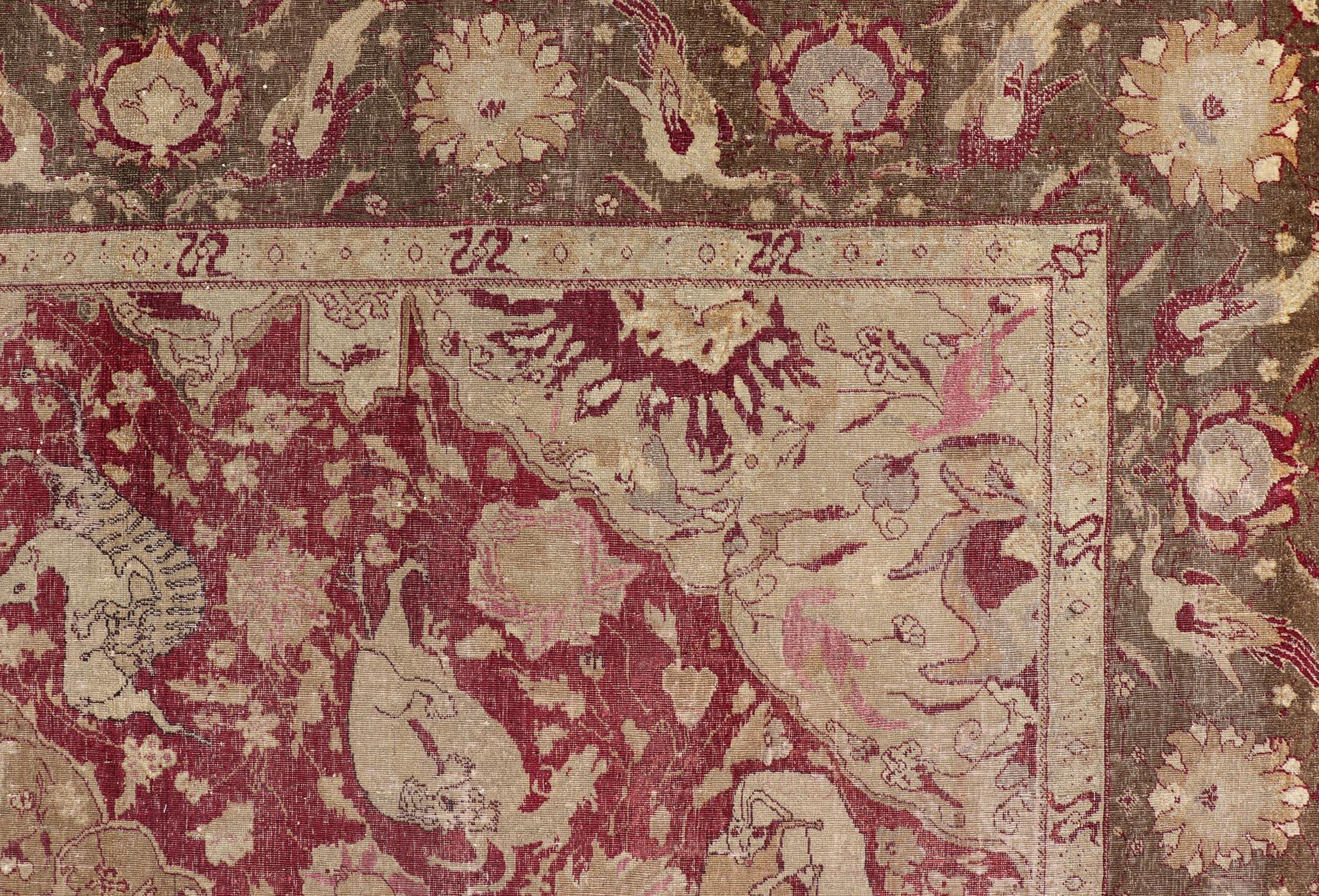 Antique Indian Finely Woven rug of Mughal Empire   5'11 x 7'7 For Sale 1