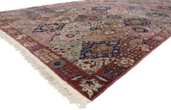 Antique Indian Agra Rug with Garden Panel Design, Hotel Lobby Size Carpet