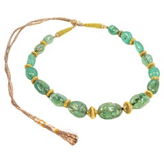 Antique Indian Gold and Emerald Bead Necklace