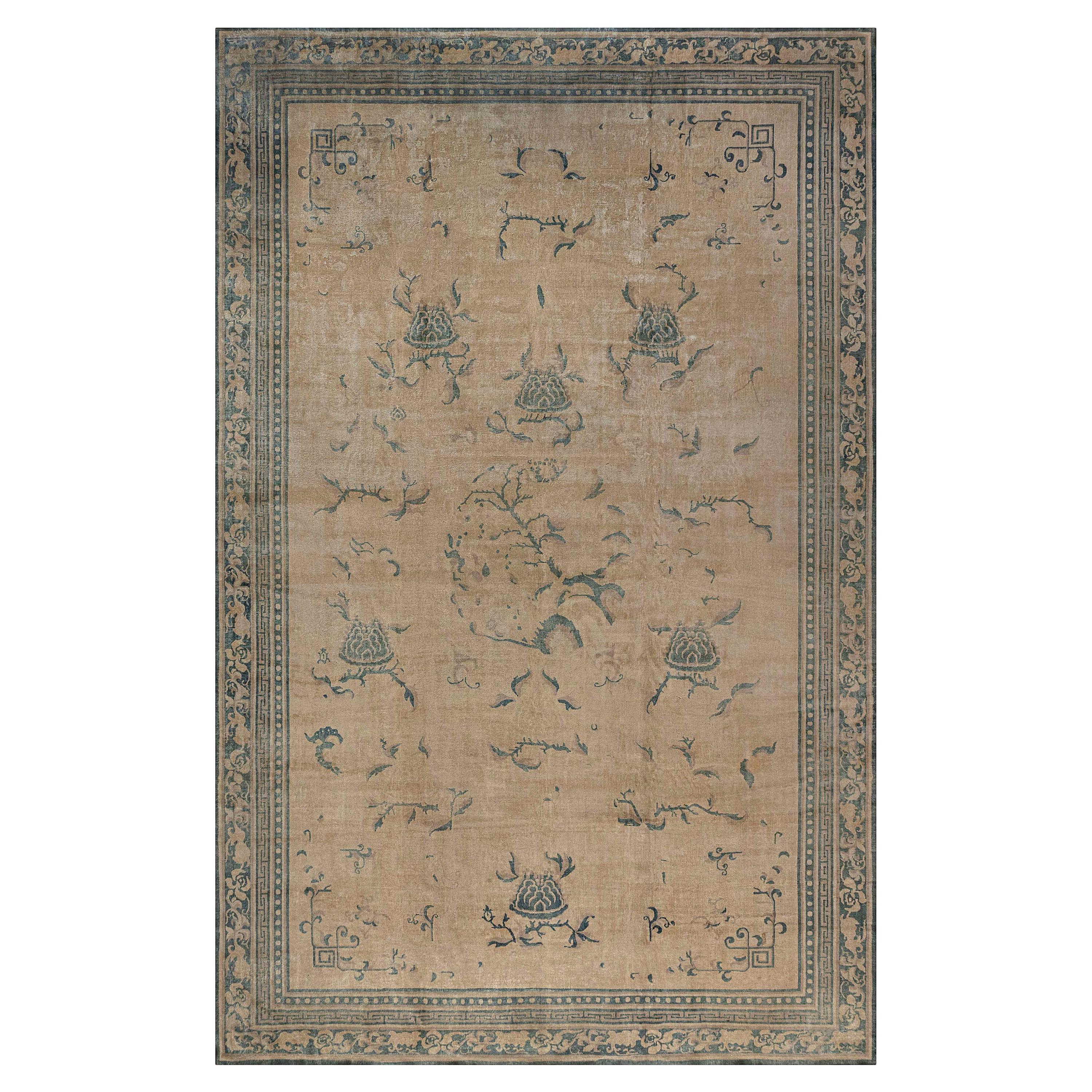 Antique Indian Handmade Wool Rug For Sale