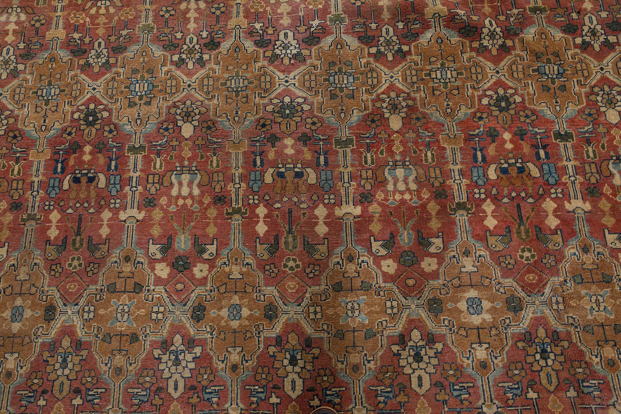 Hand-Knotted Antique Indian Handmade Carpet For Sale