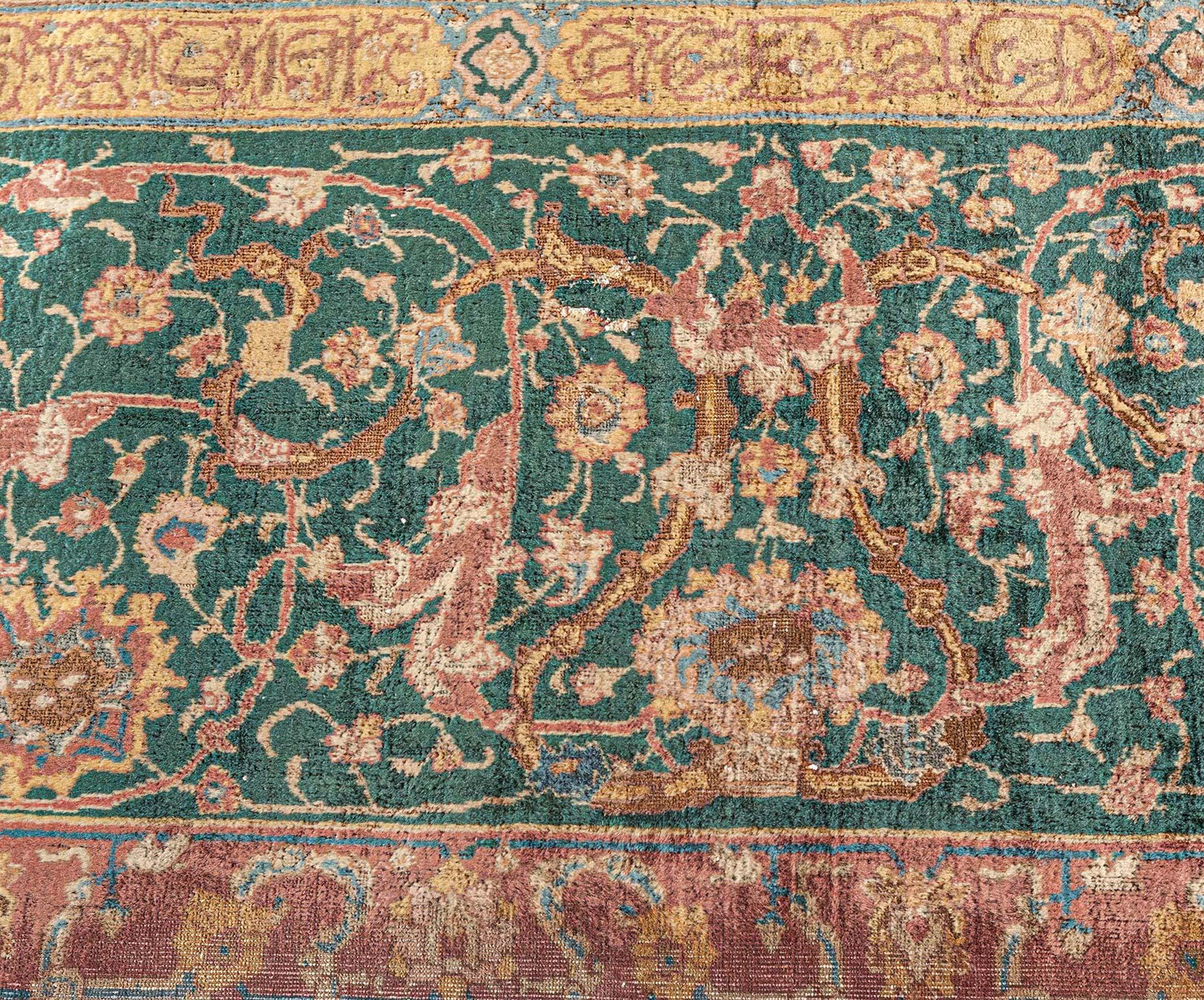 Antique Indian Handmade Wool Carpet For Sale 1