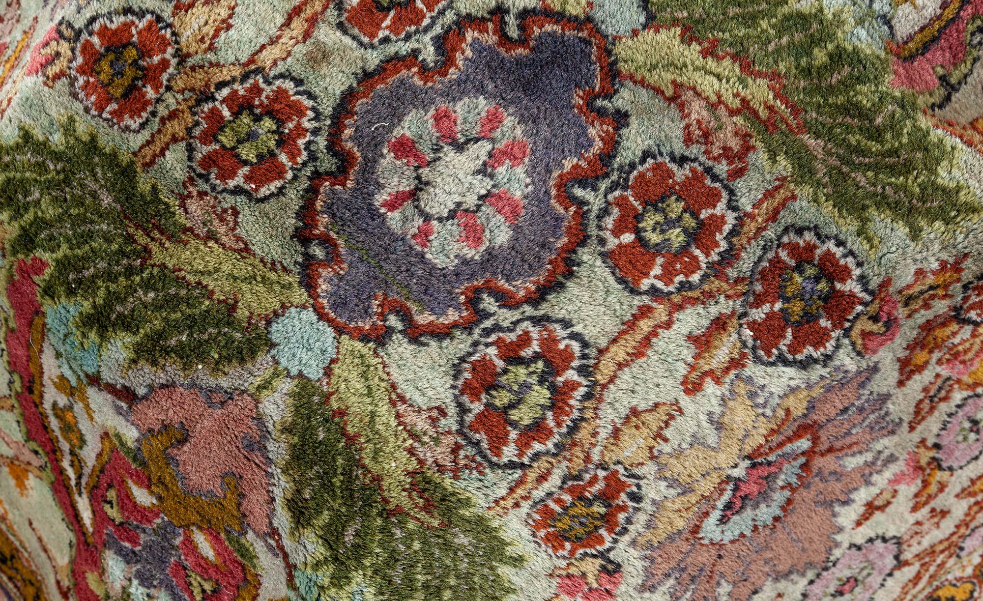 Hand-Knotted Antique Indian Handmade Wool Rug For Sale