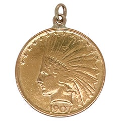 Antique Indian Head $10 US Gold Coin Pendant for a Necklace