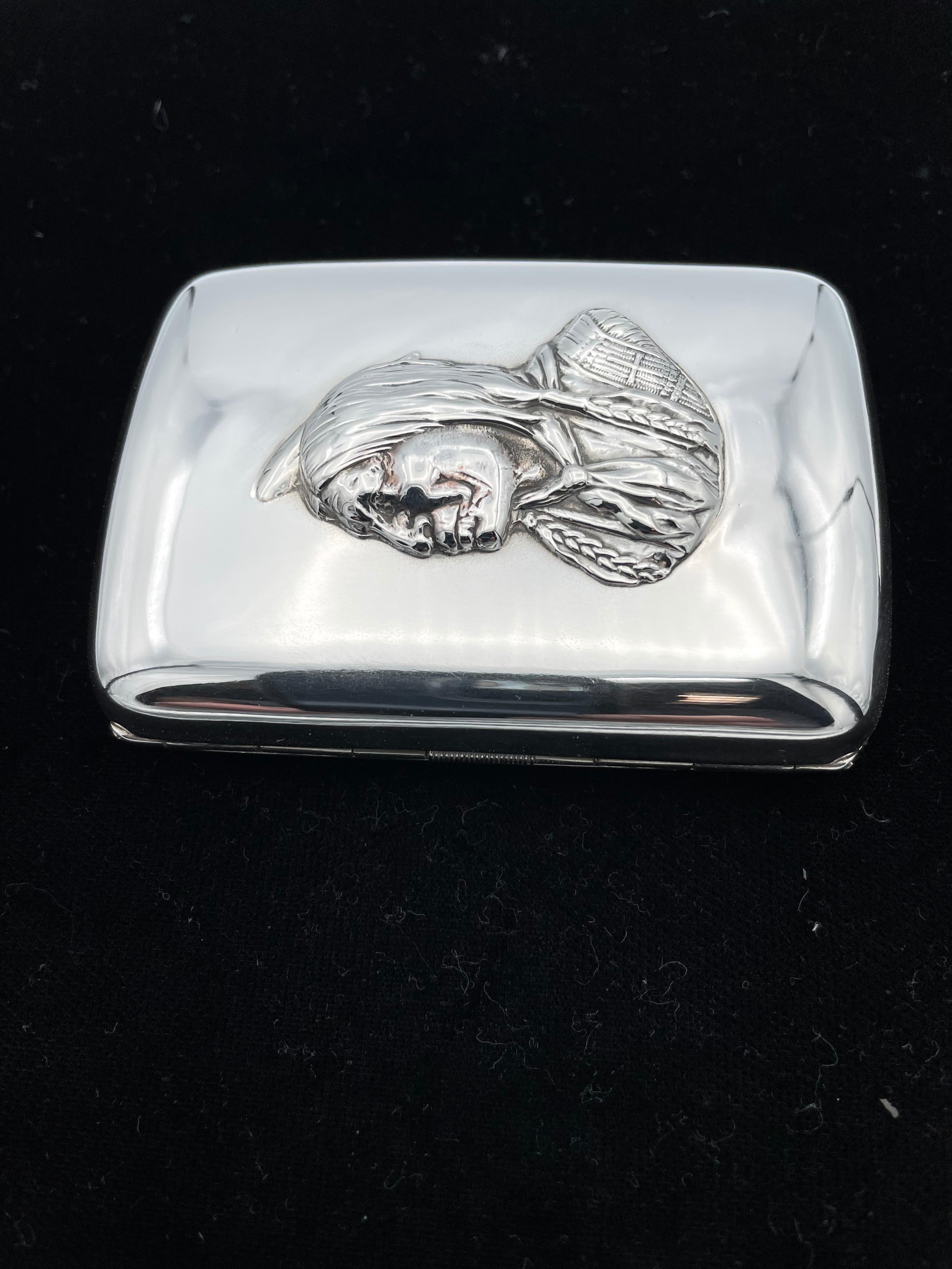 North American Antique Indian Head Sterling Silver Case