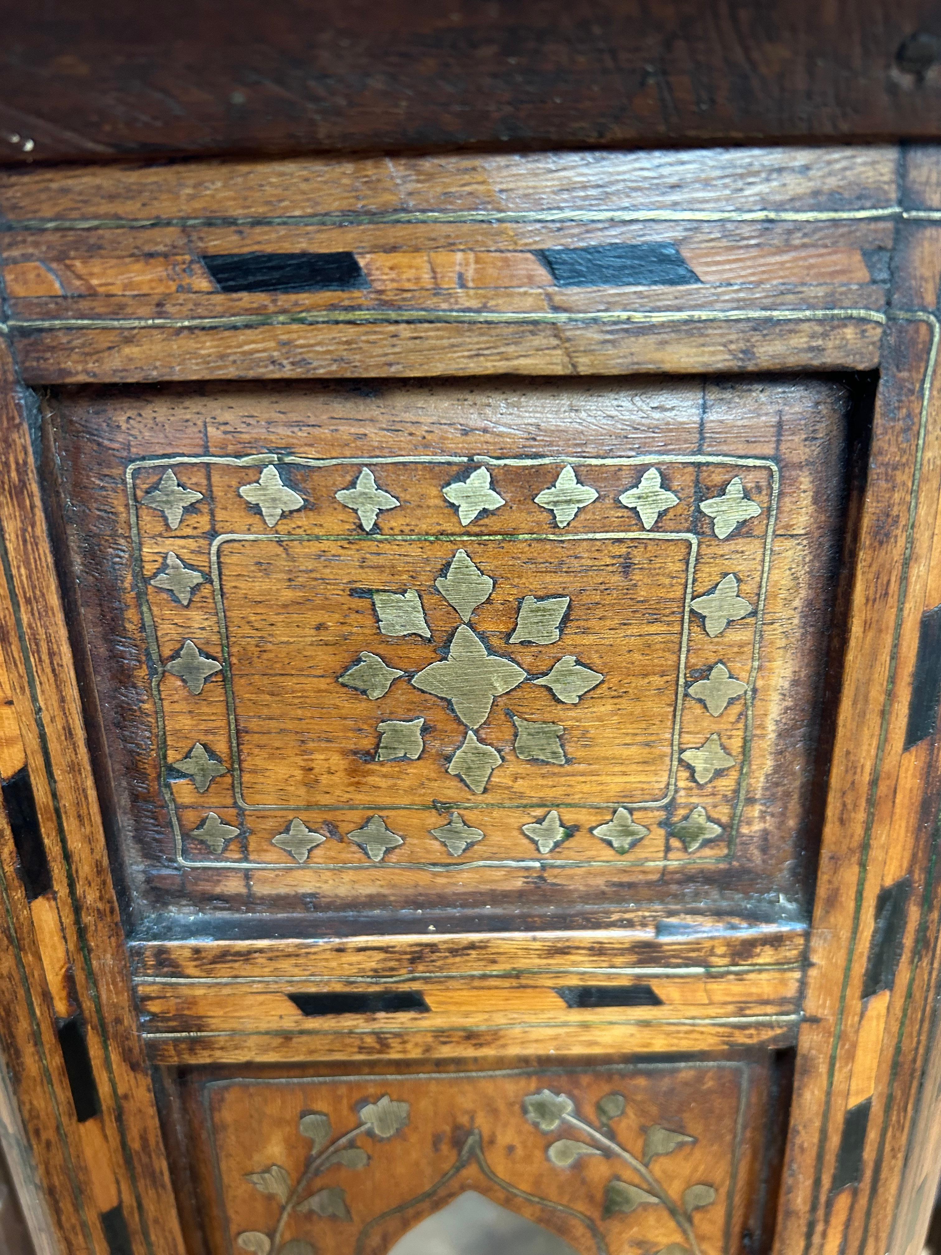 19th Century Antique Indian Hoshiarpur Brass inlaid Table  For Sale