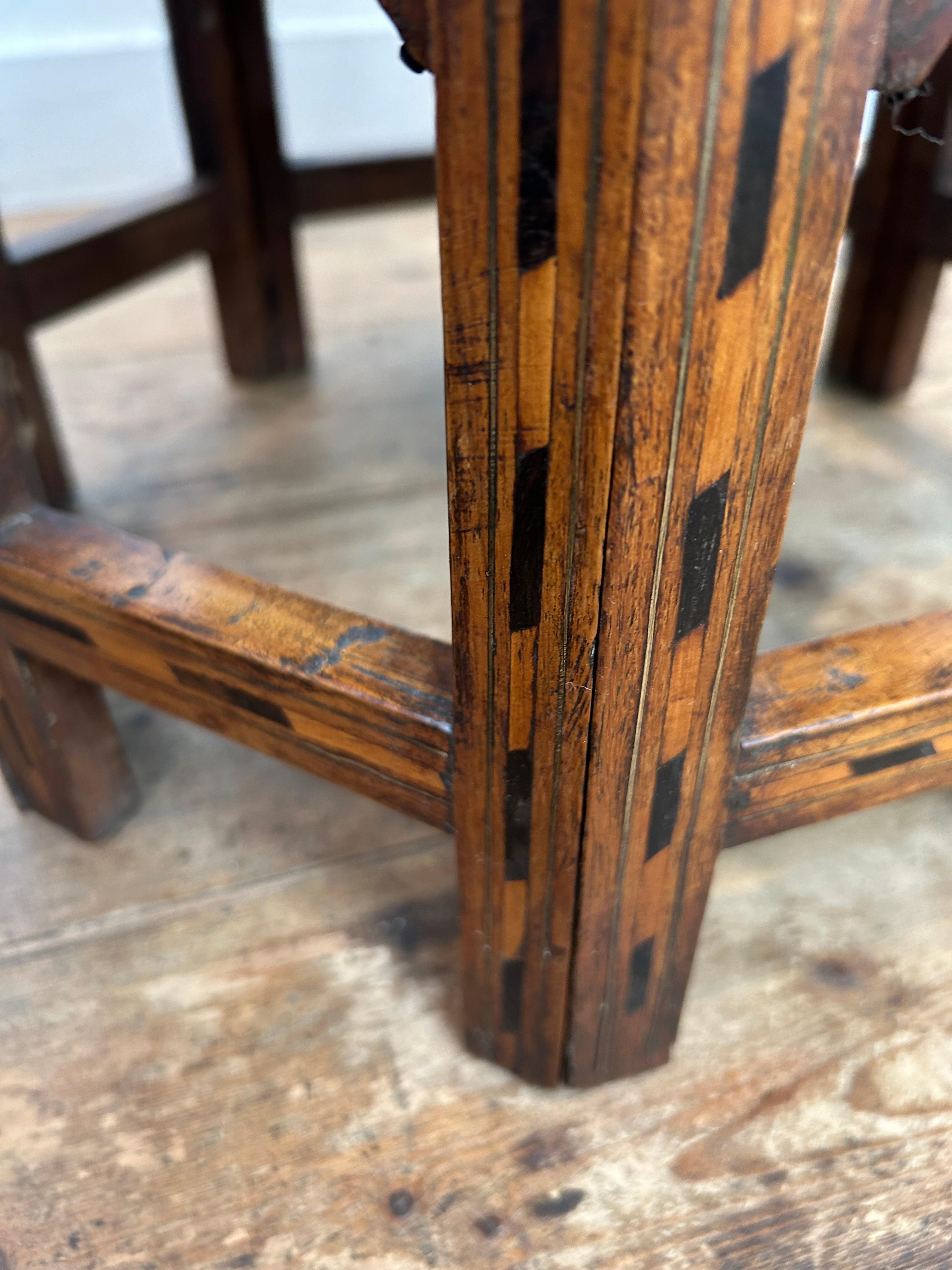 19th Century Antique Indian Hoshiarpur Brass inlaid Table