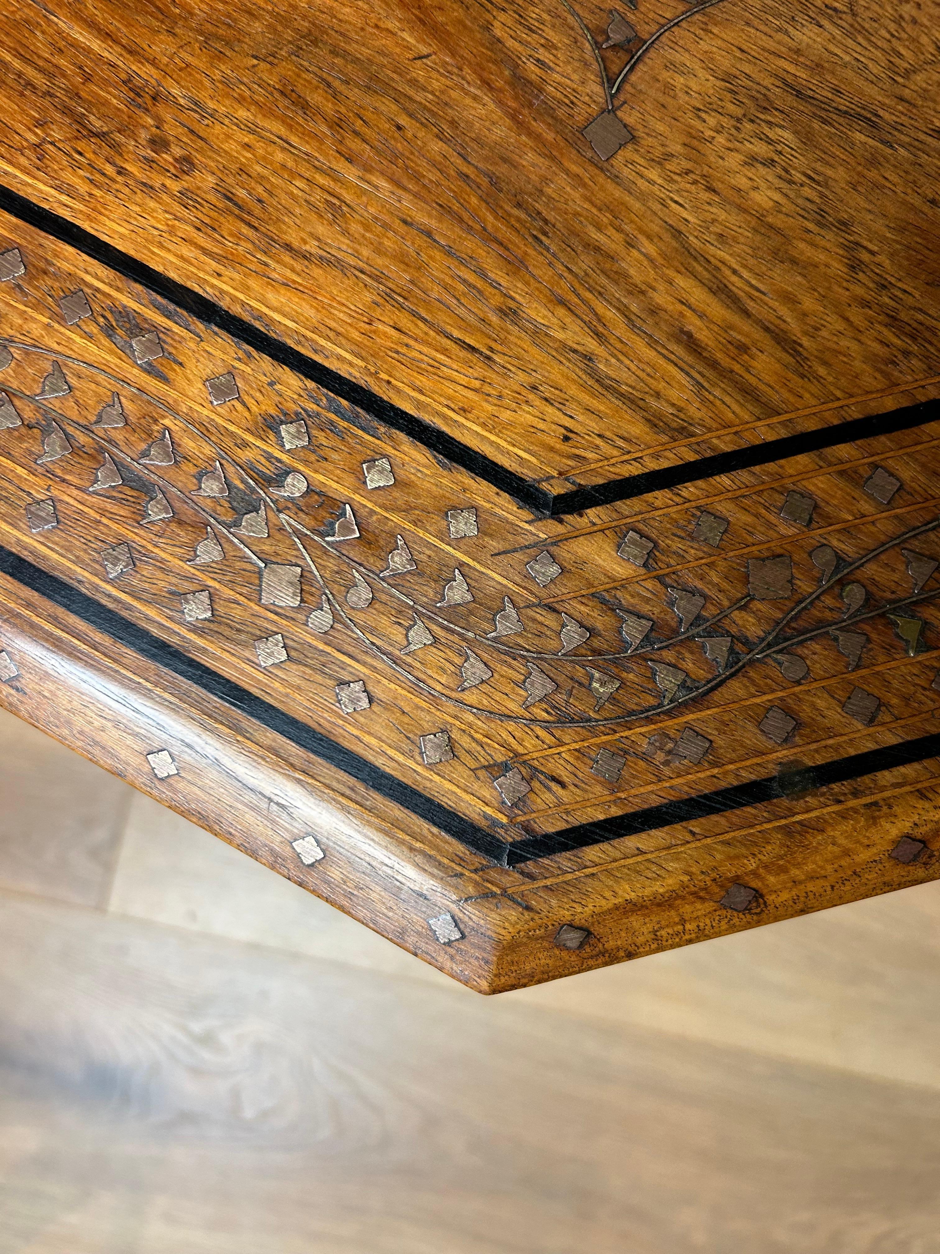 19th Century Antique Indian Hoshiarpur octagonal table For Sale