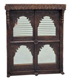 Antique Indian Jharokha-Style Mirror, Late 19th–Early 20th Century