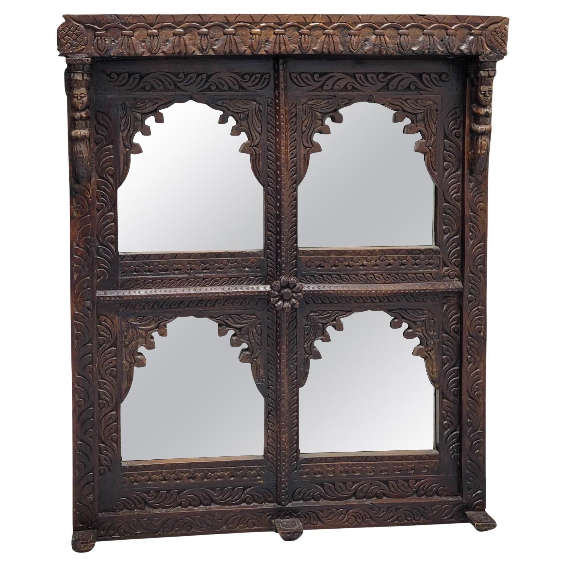 Antique Mirror indien de style Jharokha, fin 19e-début 20e siècle en vente