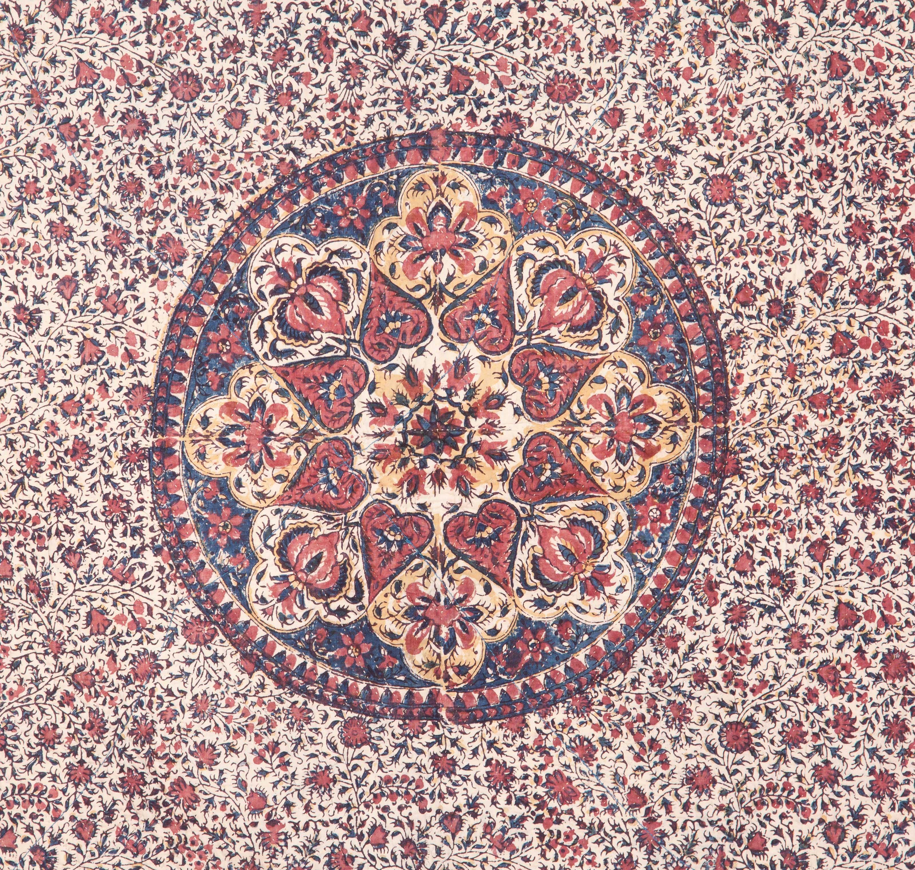 Islamic Antique Indian Kalamkari Quilt, Late 19th Century For Sale