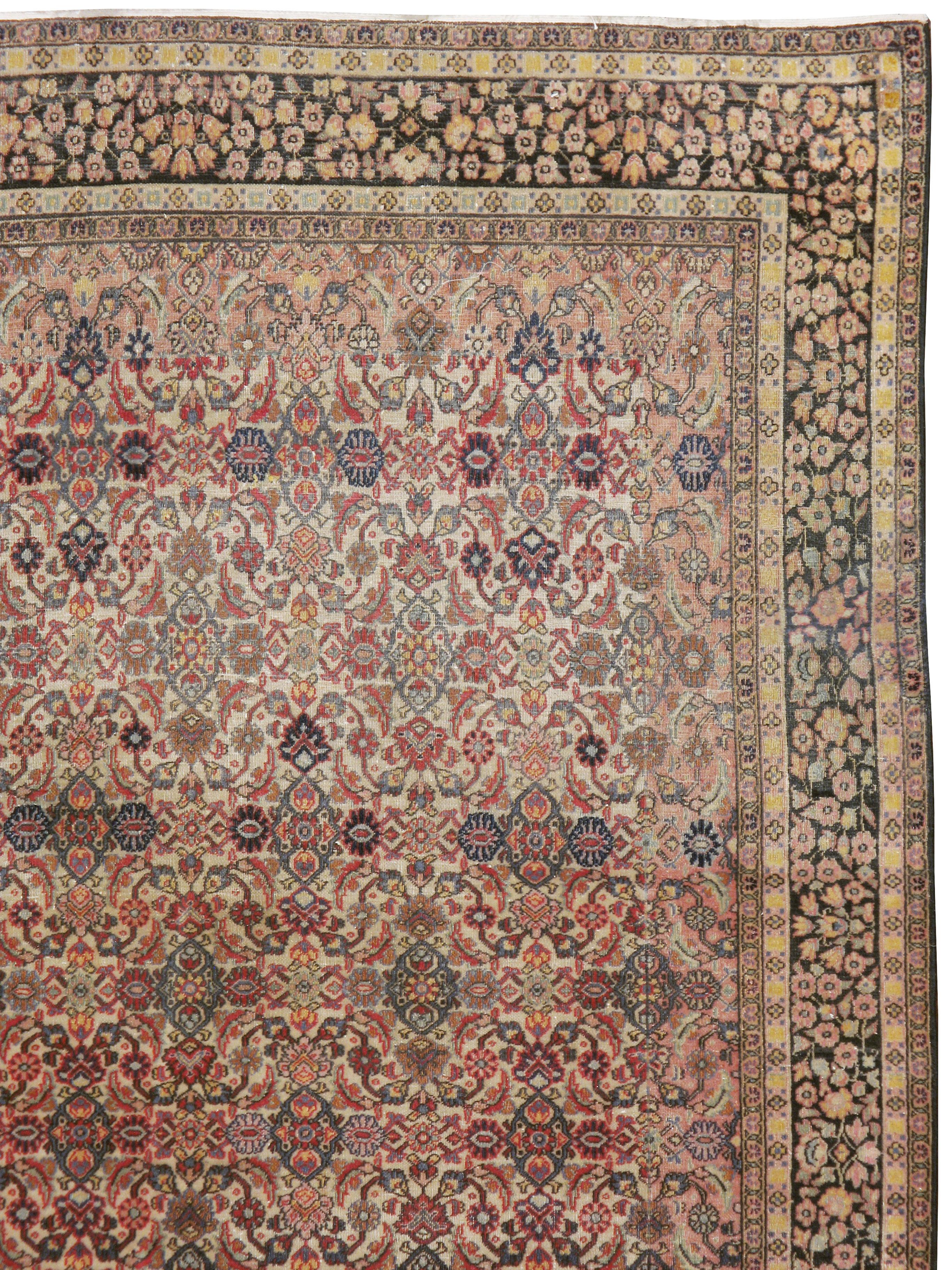 Agra Antique Indian Lahore Carpet For Sale