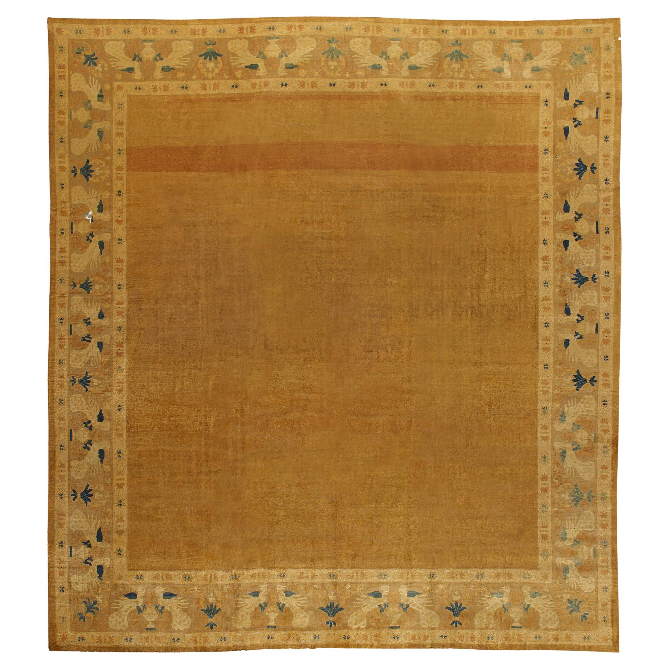 Hand Knotted Classic Design Jaipur All Over Floral Wool Black Indian