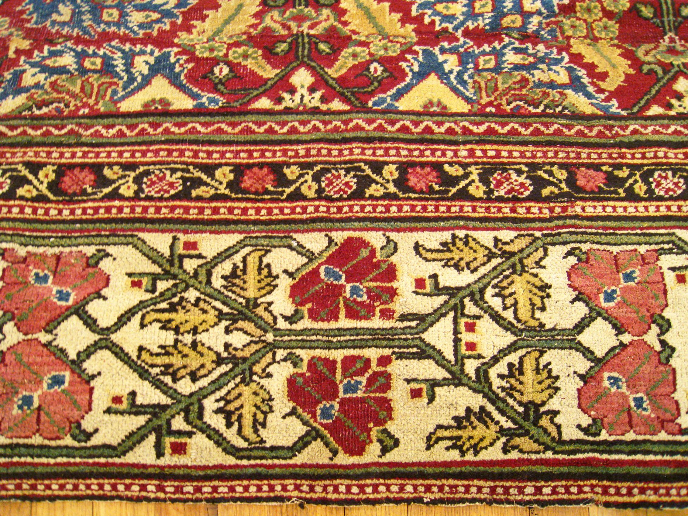 Antique Indian Lahore Oriental Rug, Room Size, W/ Symmetrical Design For Sale 6