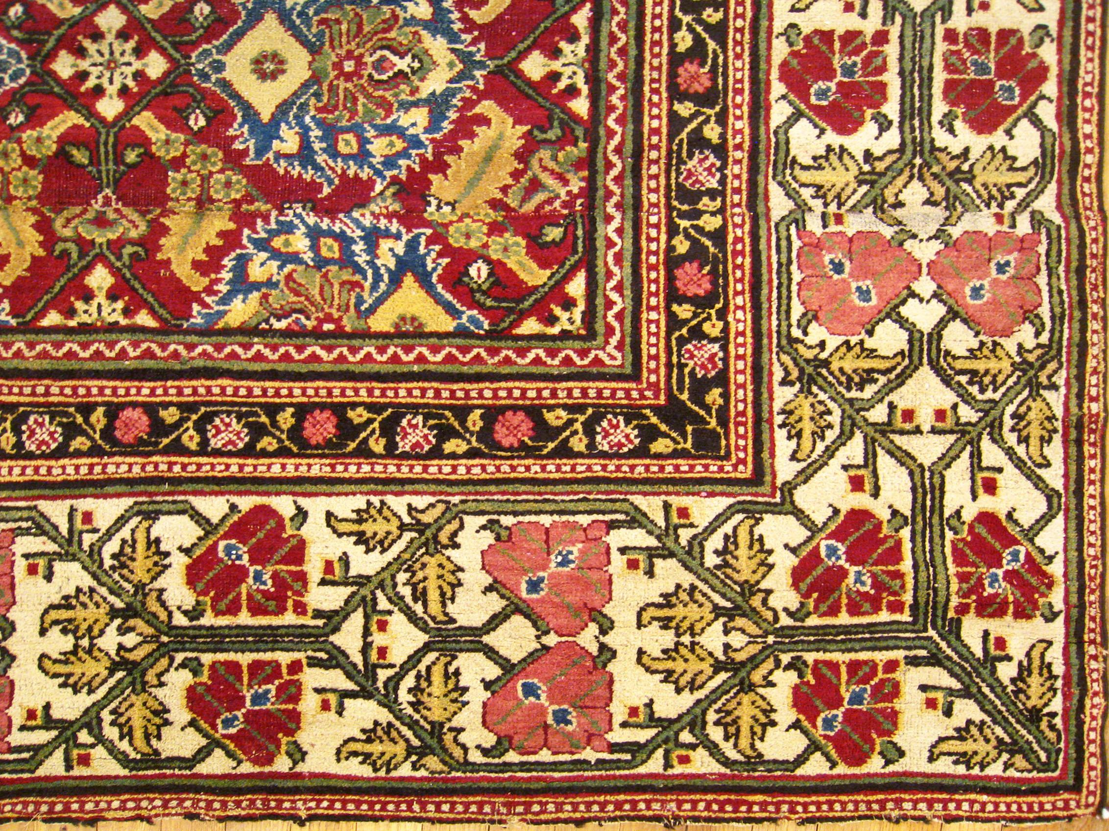 Late 19th Century Antique Indian Lahore Oriental Rug, Room Size, W/ Symmetrical Design For Sale