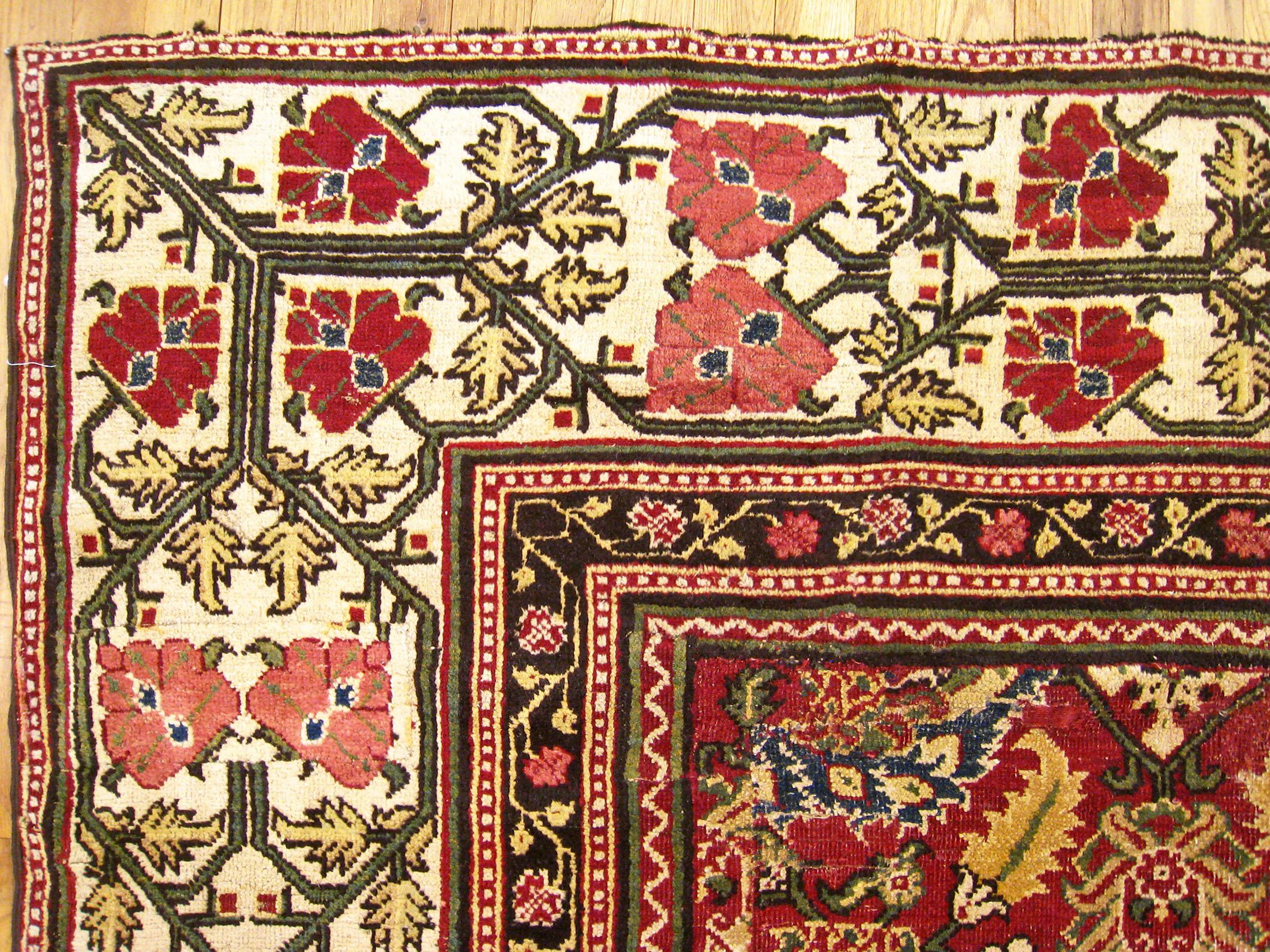 Antique Indian Lahore Oriental Rug, Room Size, W/ Symmetrical Design For Sale 2