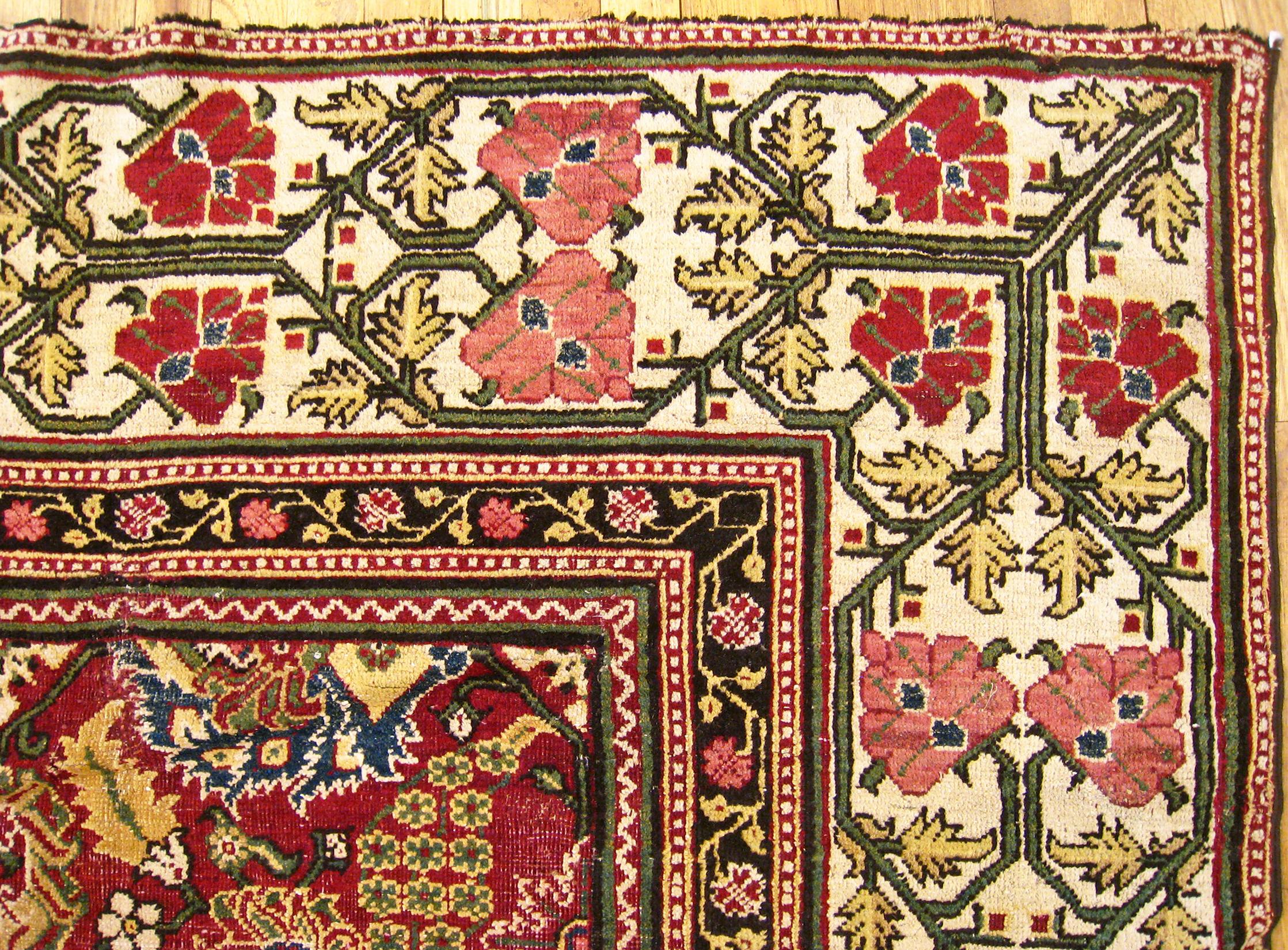 Antique Indian Lahore Oriental Rug, Room Size, W/ Symmetrical Design For Sale 3
