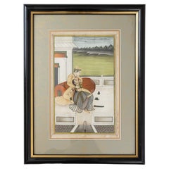 Pittura antica di amanti indiani su un padiglione in miniatura