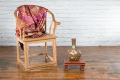 Antique Indian Low Wooden Prayer Table Stand with Carved Angular Legs