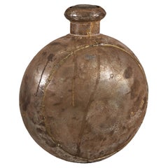 Antique Indian Metal Surahi Decorative Water Vessel, Early 20th Century