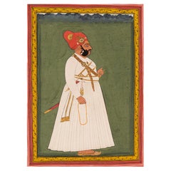 Antike indische Miniatur mit dem Bild eines Maharadschas,  Jaipur um 1800