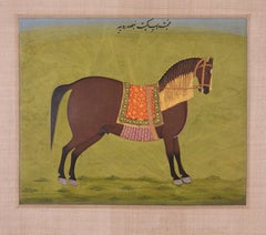 Antique Indian Miniature Painting of a Prized Horse, Circa 19th Century