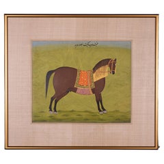 Antique Indian Miniature Painting of a Prized Horse, Circa 19th Century