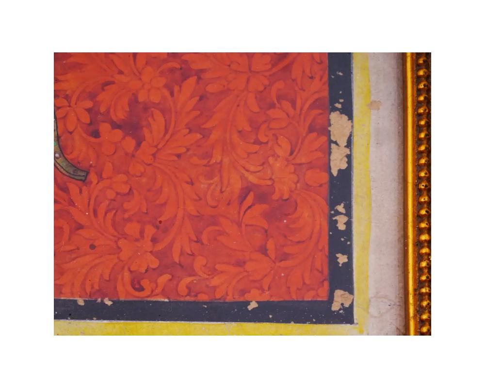 Antike indische Miniatur Sitzender Sultan Gemälde im Zustand „Gut“ im Angebot in New York, NY