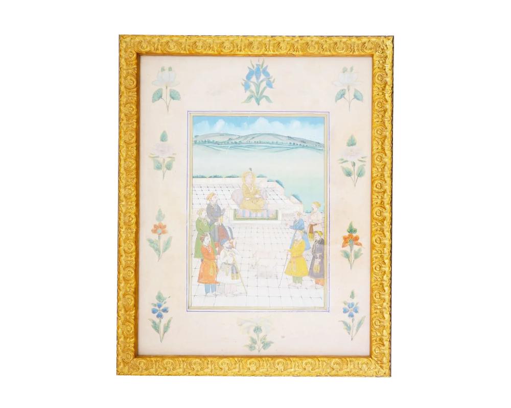 Peinture Ancienne peinture indienne miniature d'un sultan assis en vente