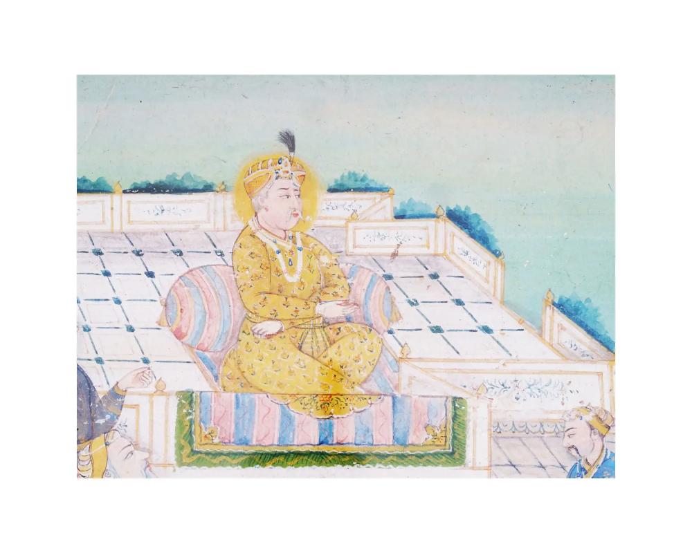 Antique Indian Mughal Empire Miniature Painting In Good Condition For Sale In New York, NY