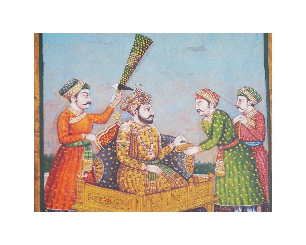 Antique Indian Mughal Empire Miniature Painting In Good Condition For Sale In New York, NY